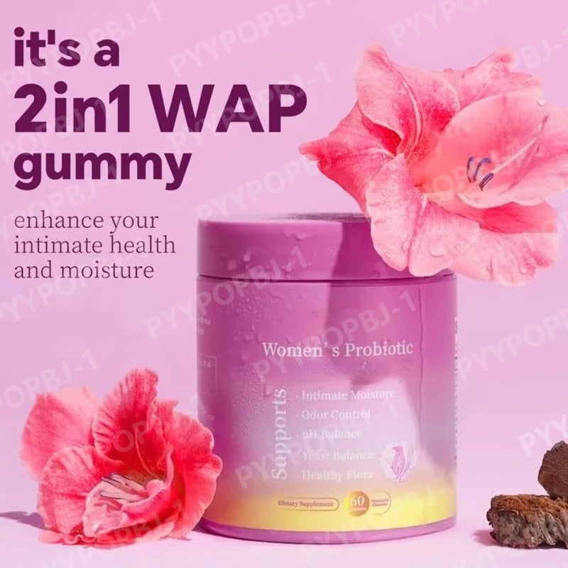 Her Juicy Feminine Probiotics Gummies- All in One Solution with Slippery Elm and Prebiotics & Lactobacillus Probiotic Blend for Women's pH Balance and Dryness