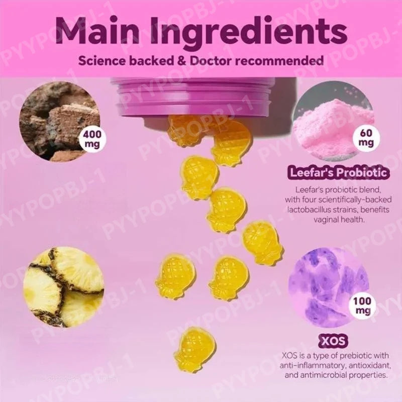Her Juicy Feminine Probiotics Gummies- All in One Solution with Slippery Elm and Prebiotics & Lactobacillus Probiotic Blend for Women's pH Balance and Dryness