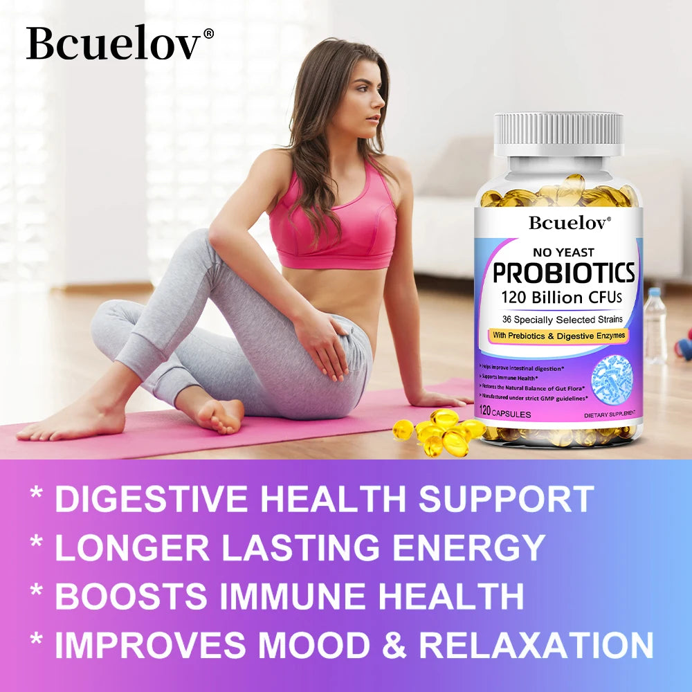 Digestive & Immune Probiotics Capsules - Contains Prebiotics and Digestive Enzymes for Digestion and Immune Support Vegan, Non-GMO