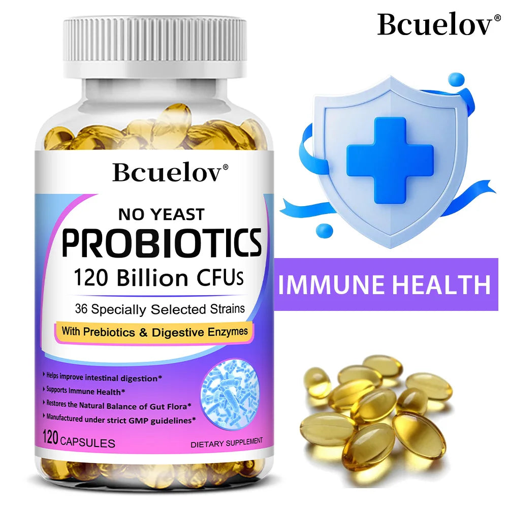 Digestive & Immune Probiotics Capsules - Contains Prebiotics and Digestive Enzymes for Digestion and Immune Support Vegan, Non-GMO
